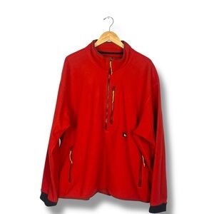REI Coop Trailsmith Fleece Pullover Sweater 1/4 Zip Orange RedRetro Logo XXL